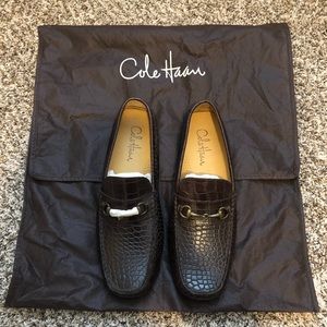 Cole Haan brown croc print driving loafers
